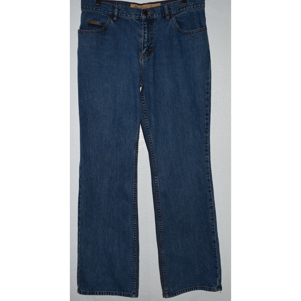 Eddie Bauer Bootcut Jeans Womans 12 Blue Denim 100% Cotton 31.5 Inseam 5-Pocket
